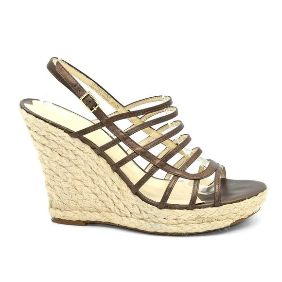 Via Spiga Shoes Via Spiga Bronze Caged Espadrille Wedge Sandal